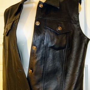 Modal Black Leather Levi's Style Biker Vest!